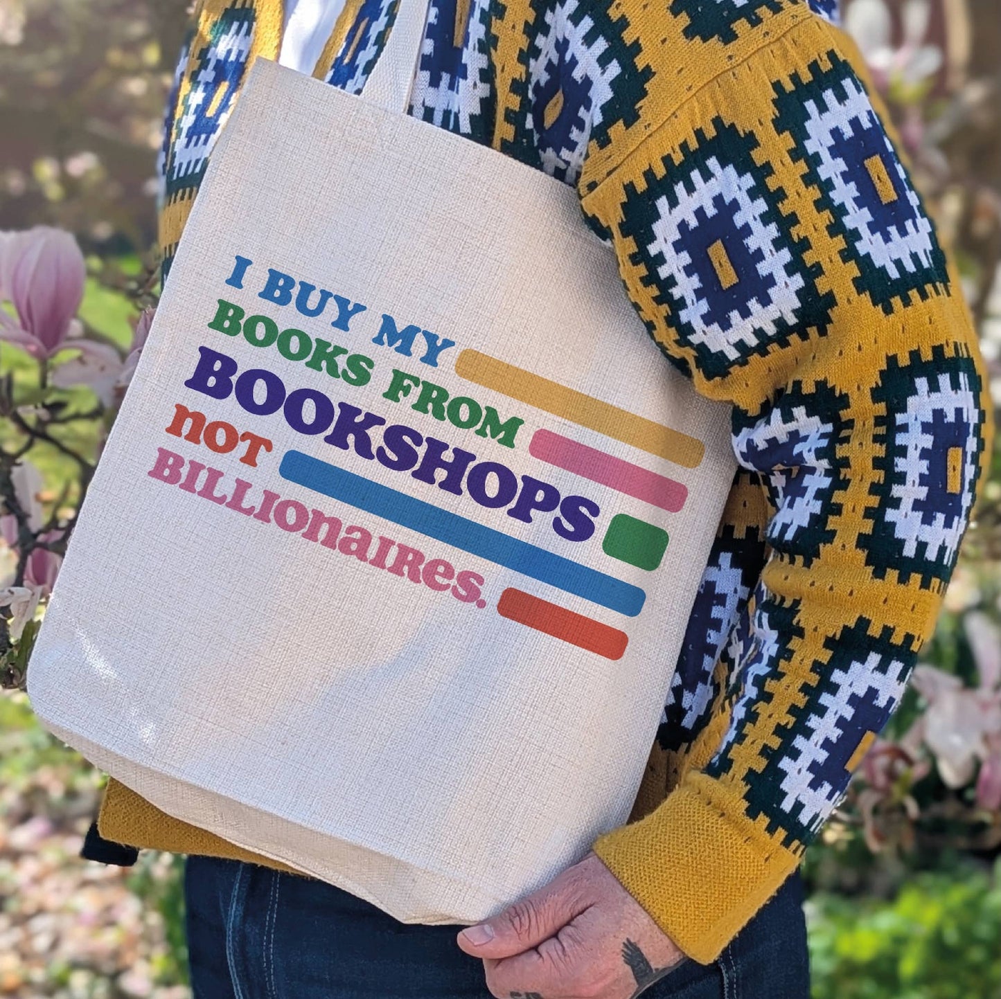 Bookshops not Billionaires Bookish Tote Bag: With Next Chapter Logo