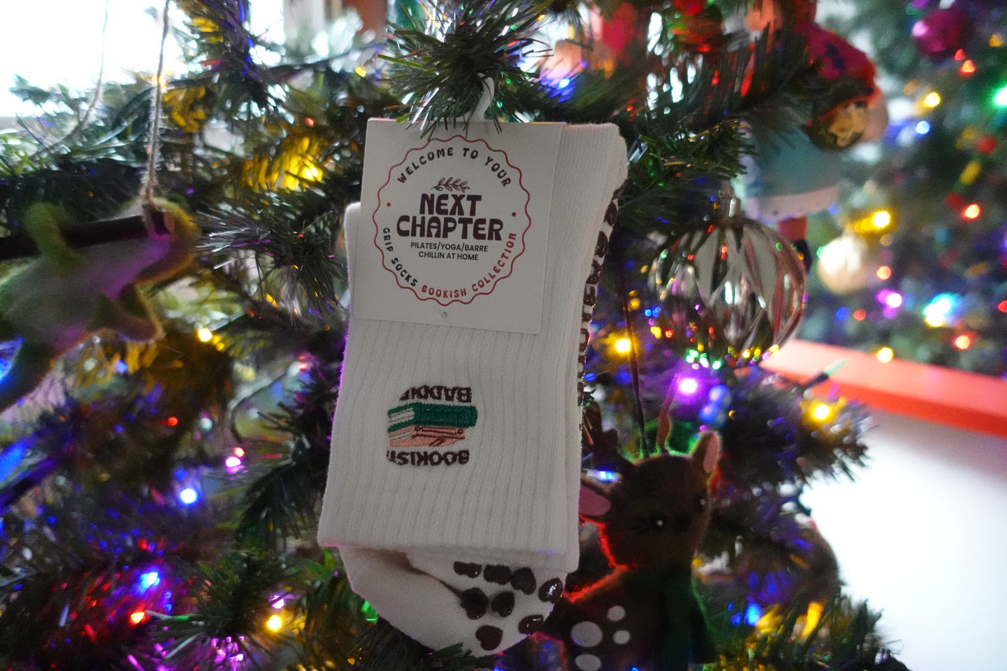 Bookish Baddie Embroidered Grip Socks