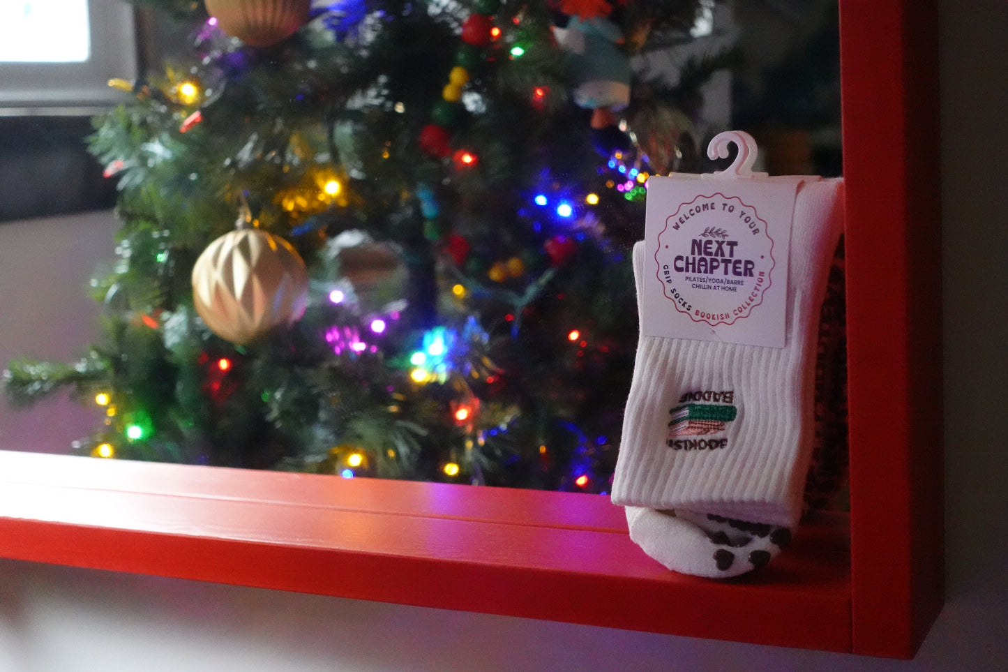 Bookish Baddie Embroidered Grip Socks