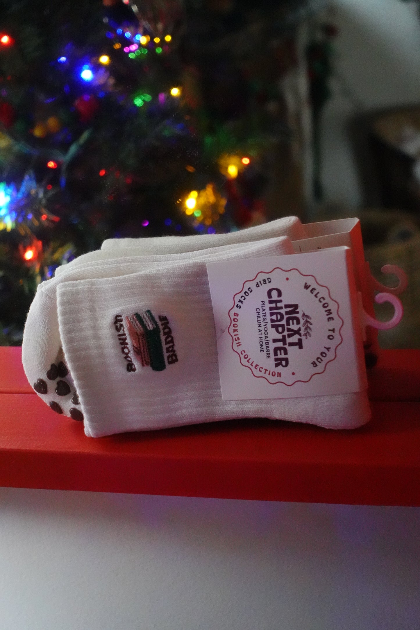 Bookish Baddie Embroidered Grip Socks