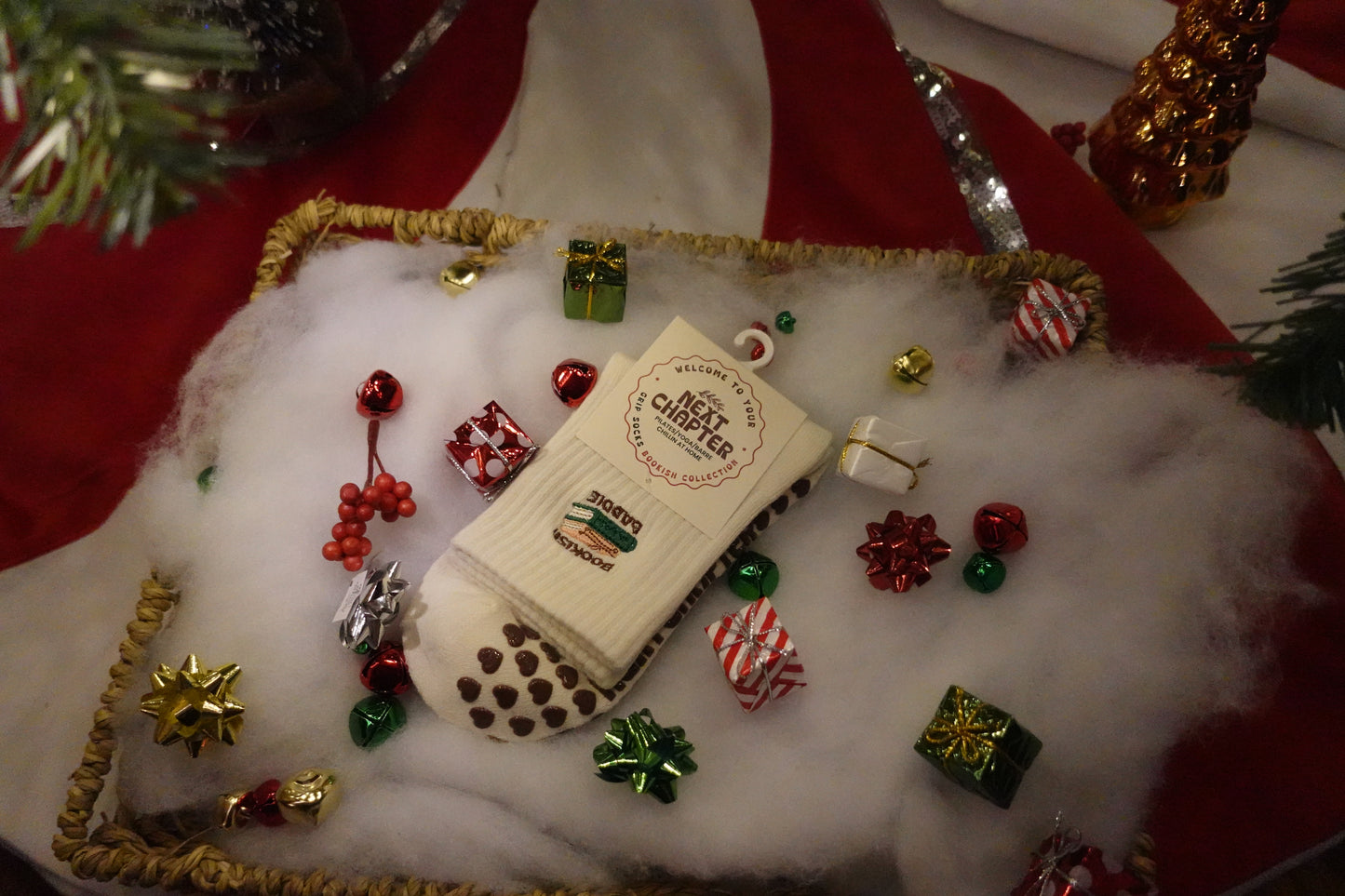 Bookish Baddie Embroidered Grip Socks