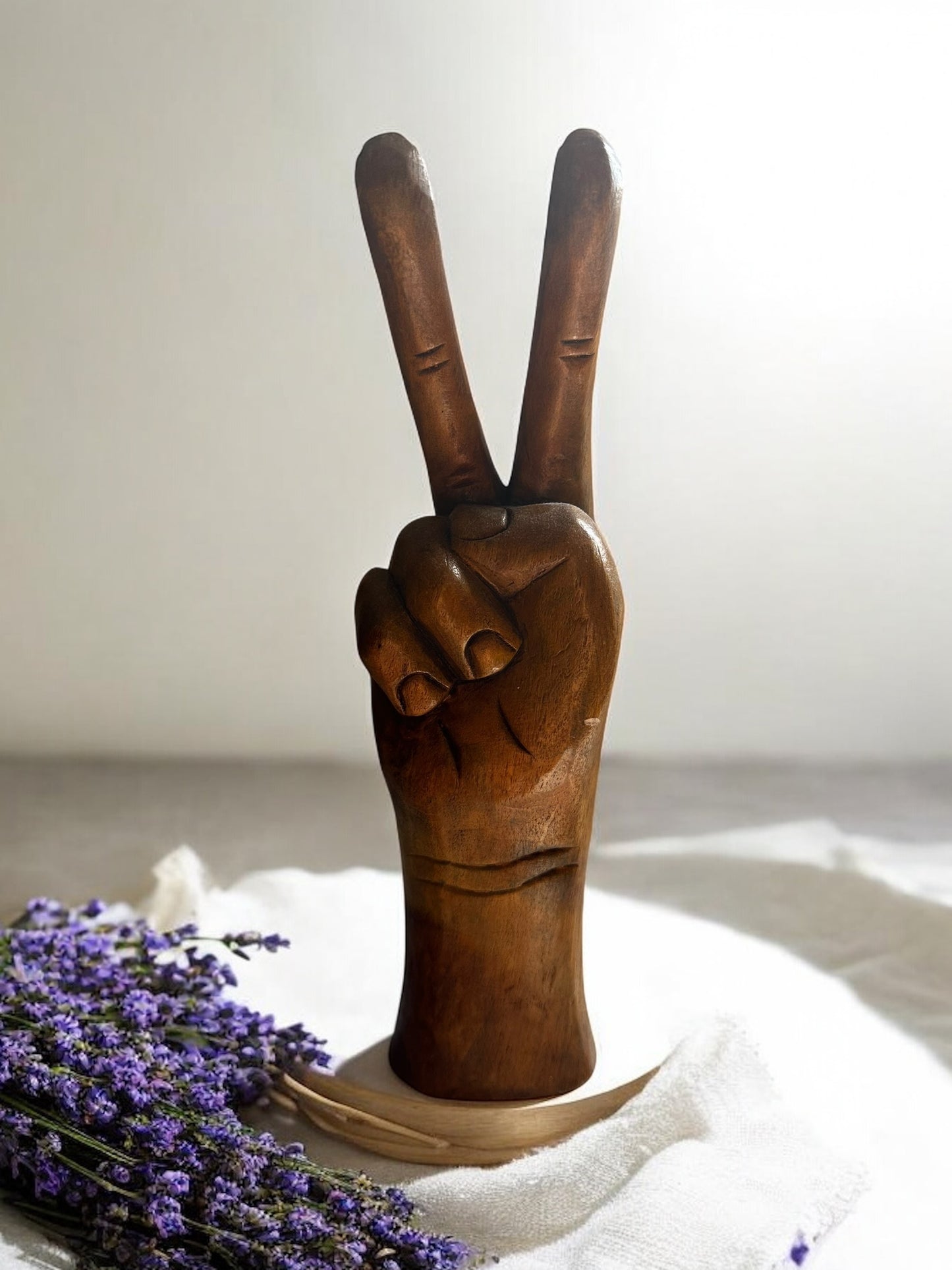 Hand Peace Sign out of Wood