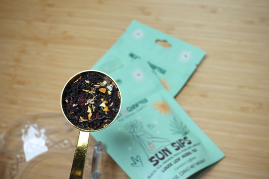 Sun sips loose leaf tea