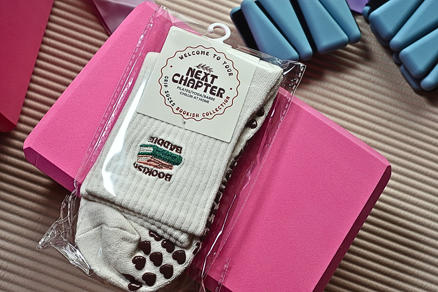 Bookish Baddie Embroidered Grip Socks