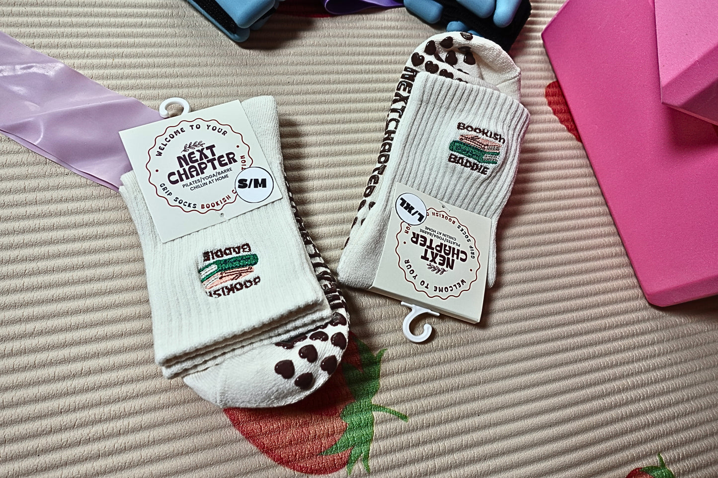 Bookish Baddie Embroidered Grip Socks